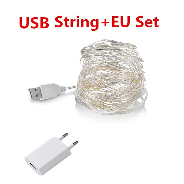 10M 33FT Copper Wire 5M USB 5V LED String Christmas Lights RGB LED Holiday Light With RF Controller For Christmas Decoration