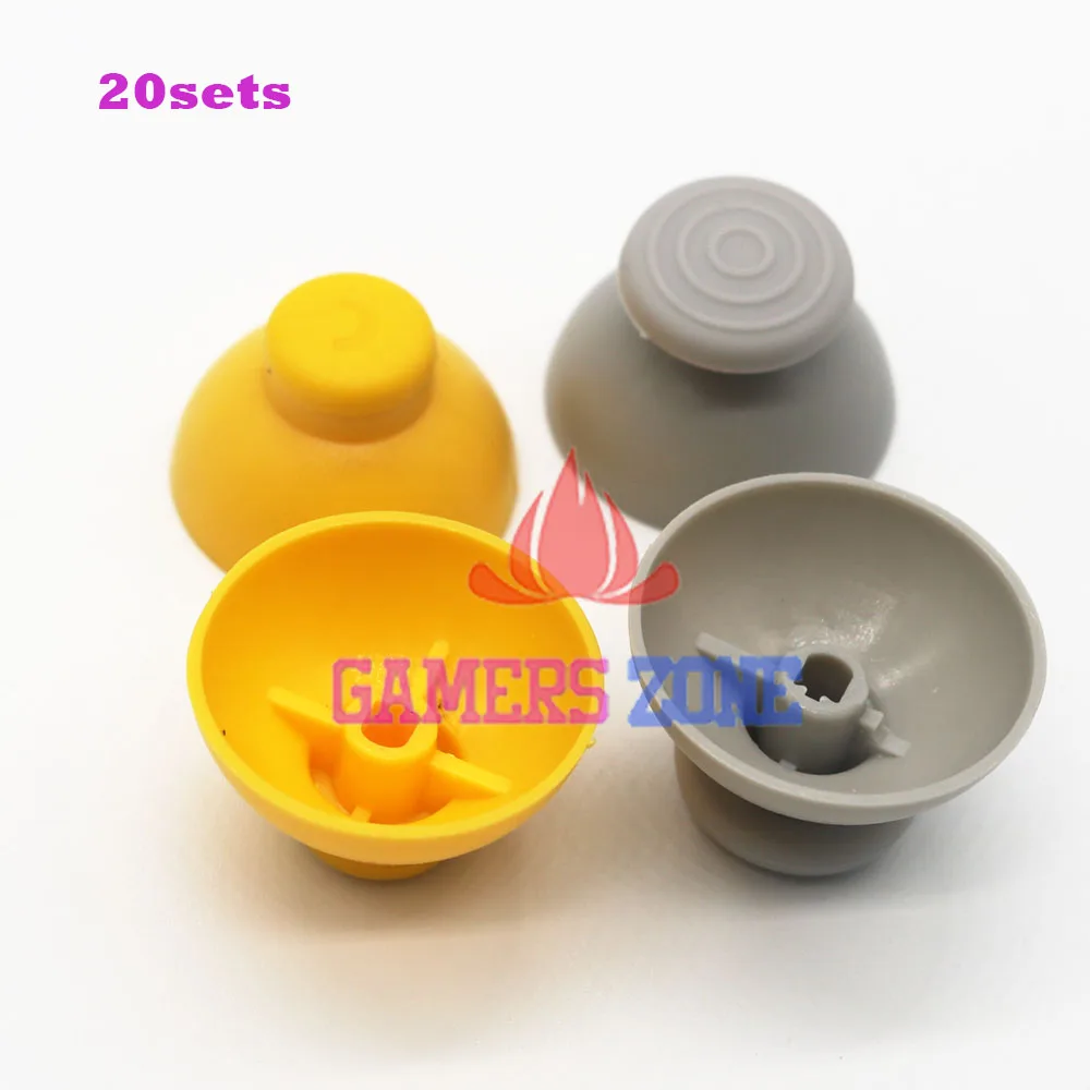 20sets Gray & Yellow Analog Thumbsticks Caps replacement For Nintendo Gamecube Controller