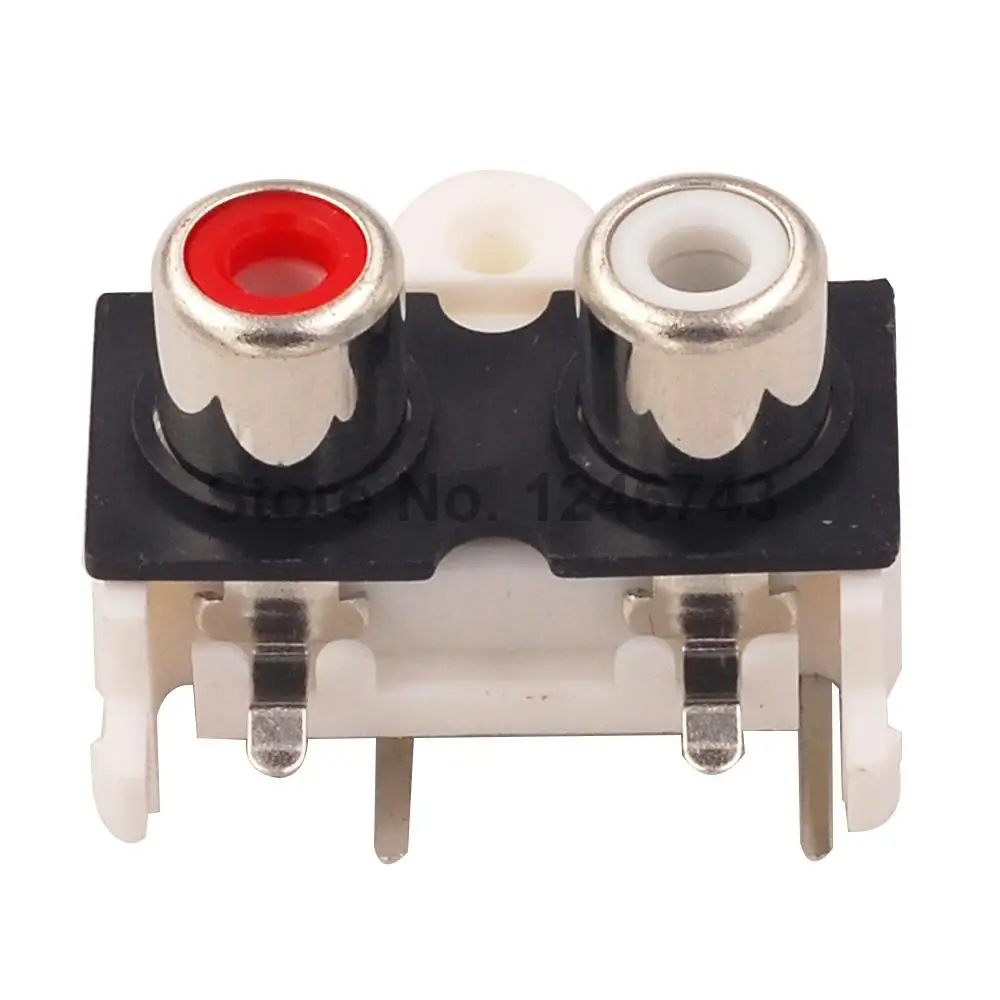 10PCS RCA Seat AV Socket Lotus Socket Audio Signal Input Socket Two-hole Dual-channel Copper Core Lotus Socket