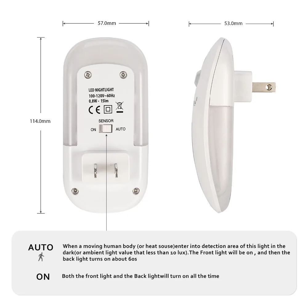 Sensky-Luz LED nocturna con Control remoto para el hogar, lámpara de encendido y apagado automático con infrarrojos, 110V, 220V, para EE. UU., UE y