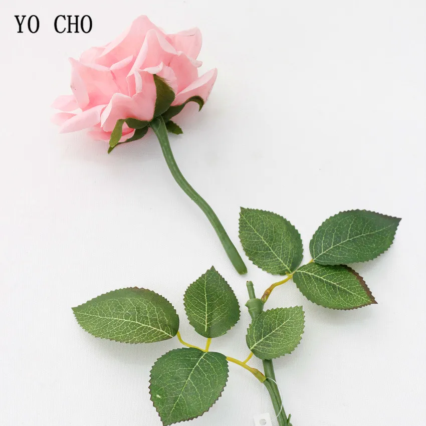 YO CHO Removable Rose Artificial Silk Peony Roses Flowers Bouquet Real Touch Silk Flowers With Stems For Wedding Home Decoration