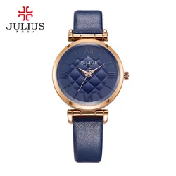 Lady Women's Watch Japan Quartz Fine Fashion Checkerboard Hours Dress Bracelet Leather School Girl Birthday Gift Julius No Box