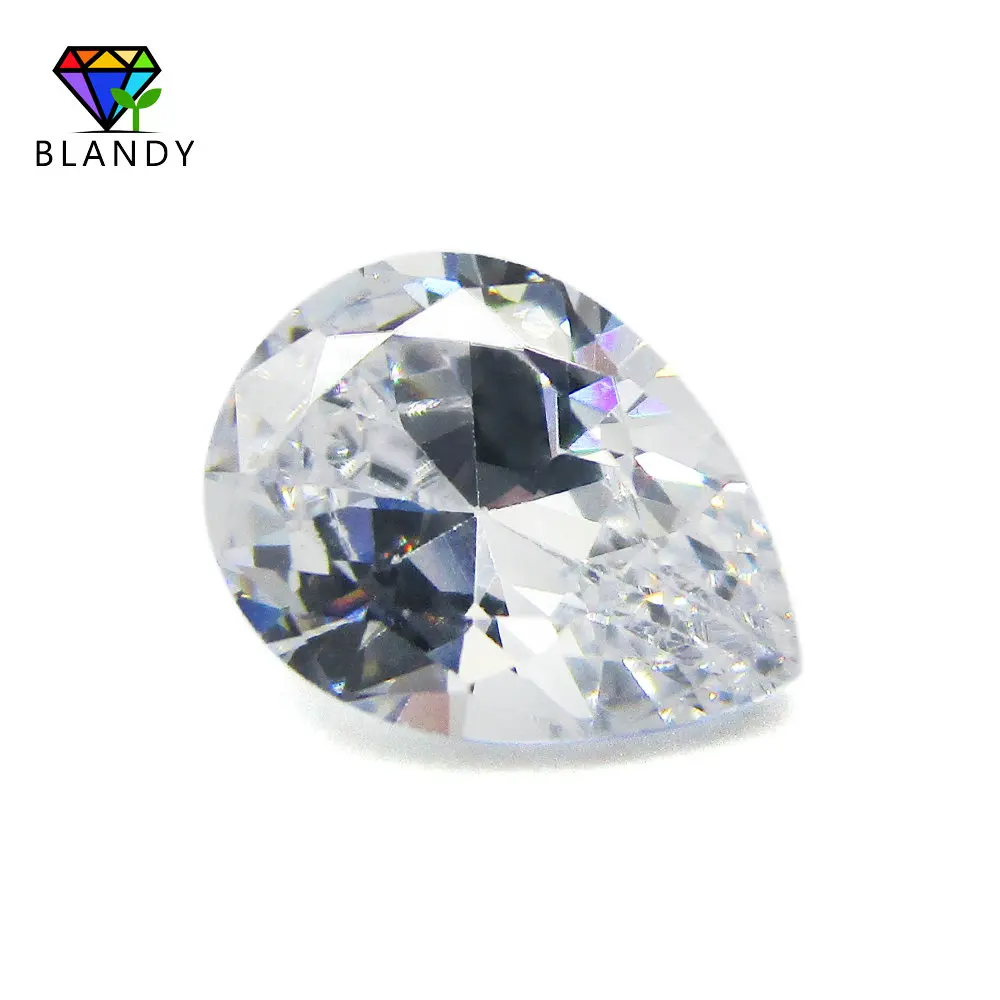 5A White Cubic Zirconia Stones 50pcs/lot 2*3~5*7mm Pear Shape Brilliant Cut CZ Stone Synthetic Gems For Jewelry