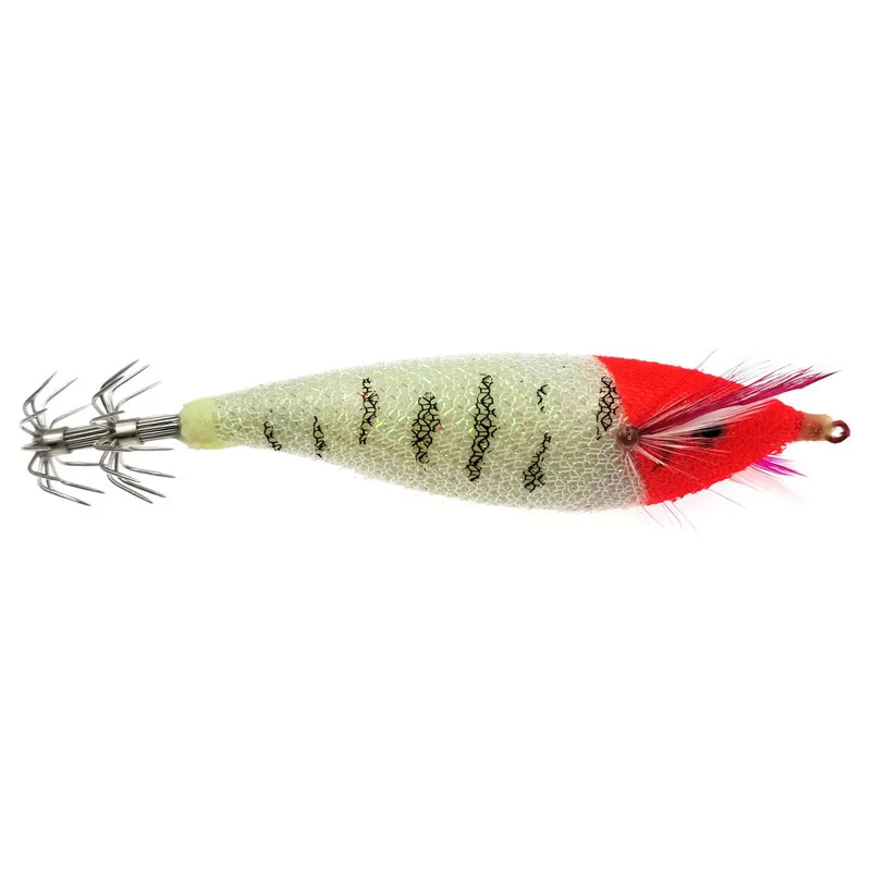 

20Pcs Fishing Lure Squid Lures Wood Shrimp Bait Wobbler Fake Bait Luminous Squid Hook Light Jigs For Fishing Tackle