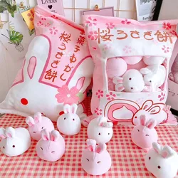 Eine tasche von kaninchen pudding plüsch spielzeug simulation snack werfen kissen kawaii rosa sakura kaninchen plüsch kreative spielzeug für kinder/ihre