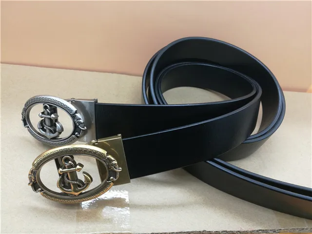 

Black belt men 2019 automatic buckle boat seedlings men's belt jeans retro style men's belt luxury Ceinture men