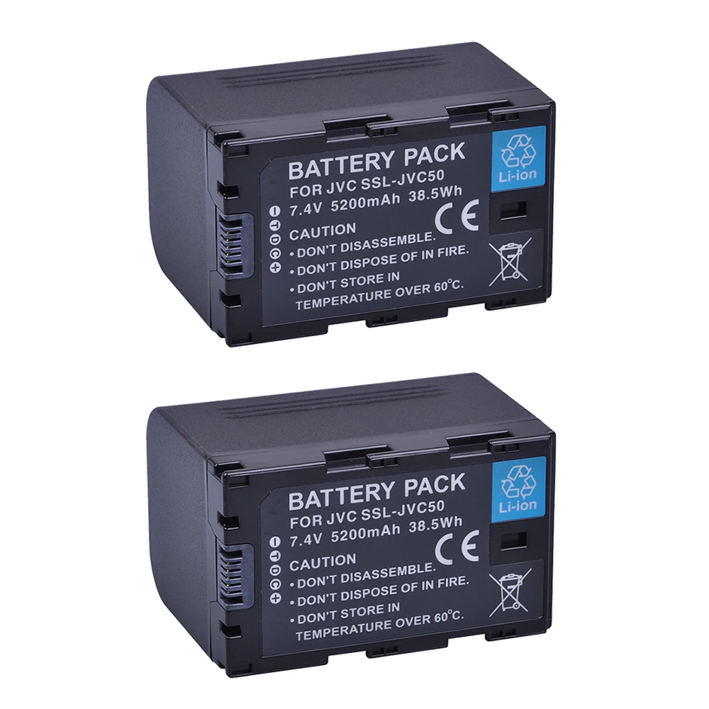 Batmax 2Pcs 7.4V 5200mAh SSL-JVC50 JVC50 SSLJVC50 Camera Battery for JVC GY-HM600 GY-HM650 GY-LS300 GY-HMQ10 Camcorders