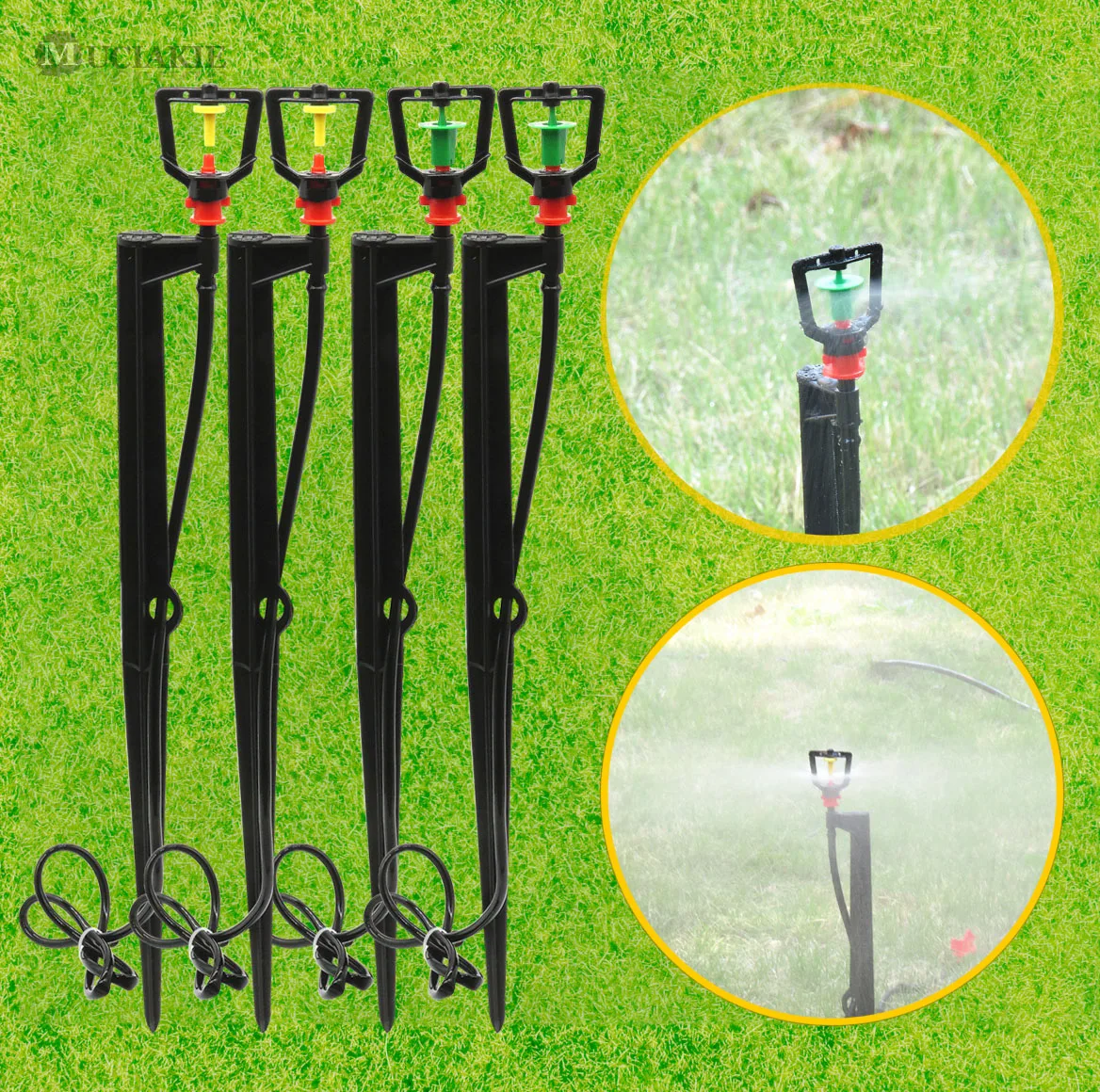 

MUCIAKIE 10 SETS Micro Irrigation Spray Rotary Mist Nozzle 360 Degree On Stake Garden Watering Yard Garden Sprinklers Sprayers