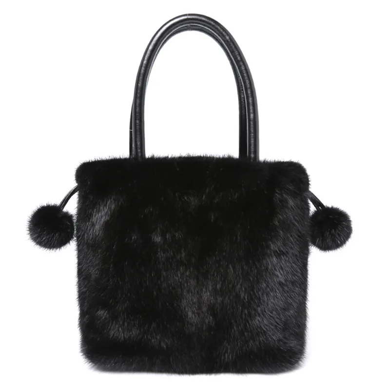 

New Arrival Women Real Mink Fur Handbag Luxry Real Fur Flap Ladies Crossbody Bags Female Bags For Lady Fur Shoulder Bag