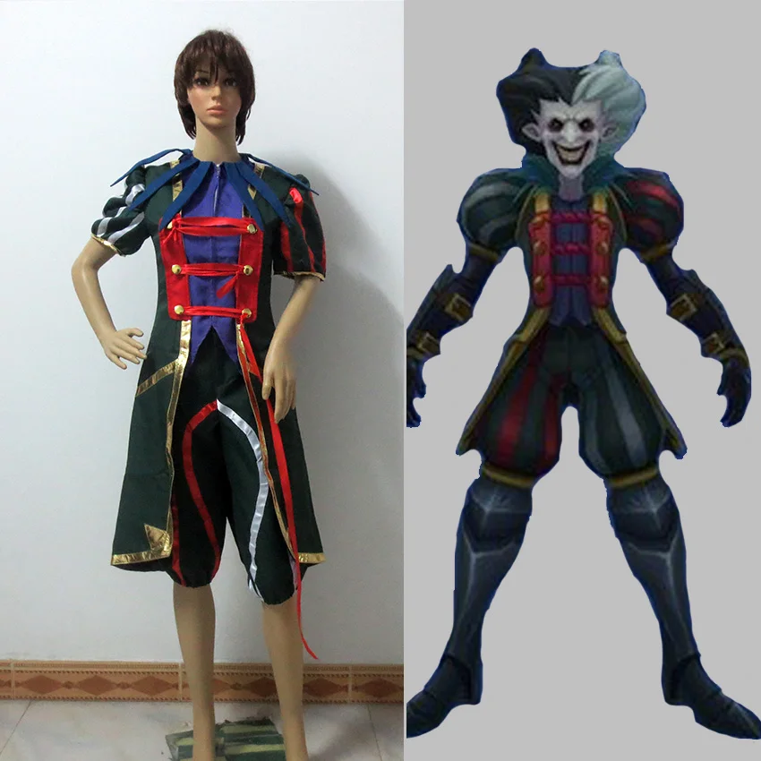 De Demon Jester Wild Card Shaco Cosplay Kostuum Anime Custom Made Uniform Gratis Verzending