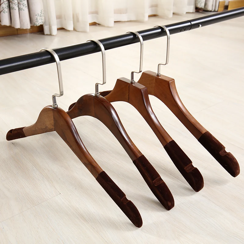 

10 pcs/lot Retro Solid Wood Clothes Hanger Wooden Pants Rack Anti-skid Household Adult Clothes Support