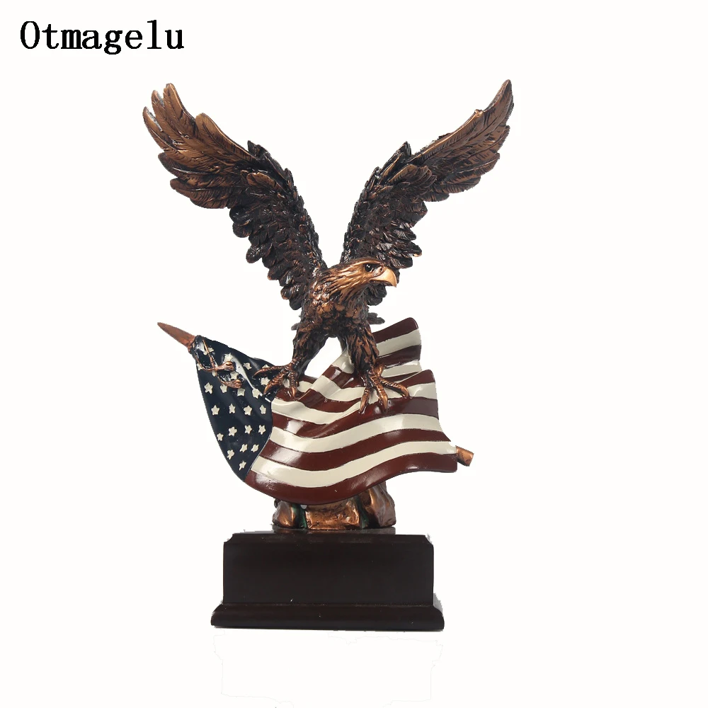 

Vintage Resin USA Eagle Figurines Miniatures Living Room Statue Home Decor Artificial Ornament For Office Desktop Crafts Gifts