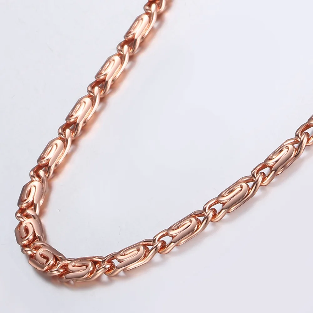 4.5mm Necklace For Women Girl 585 Rose Gold Color Link Chain Necklace Woman Fashion Jewelry Valentines Gifts 18-36inch GN216