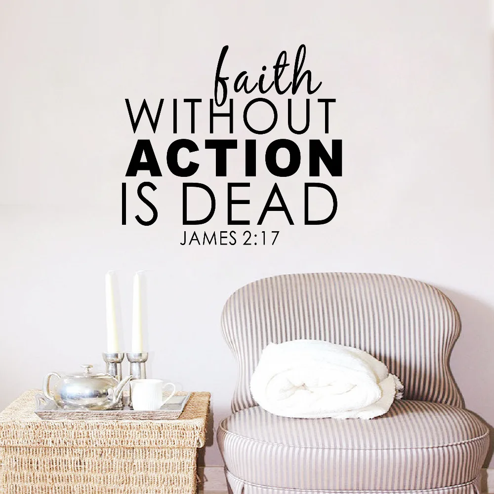 faith without action is dead art Vinyl Wall Quote stickers lettering Religious words home decor decals