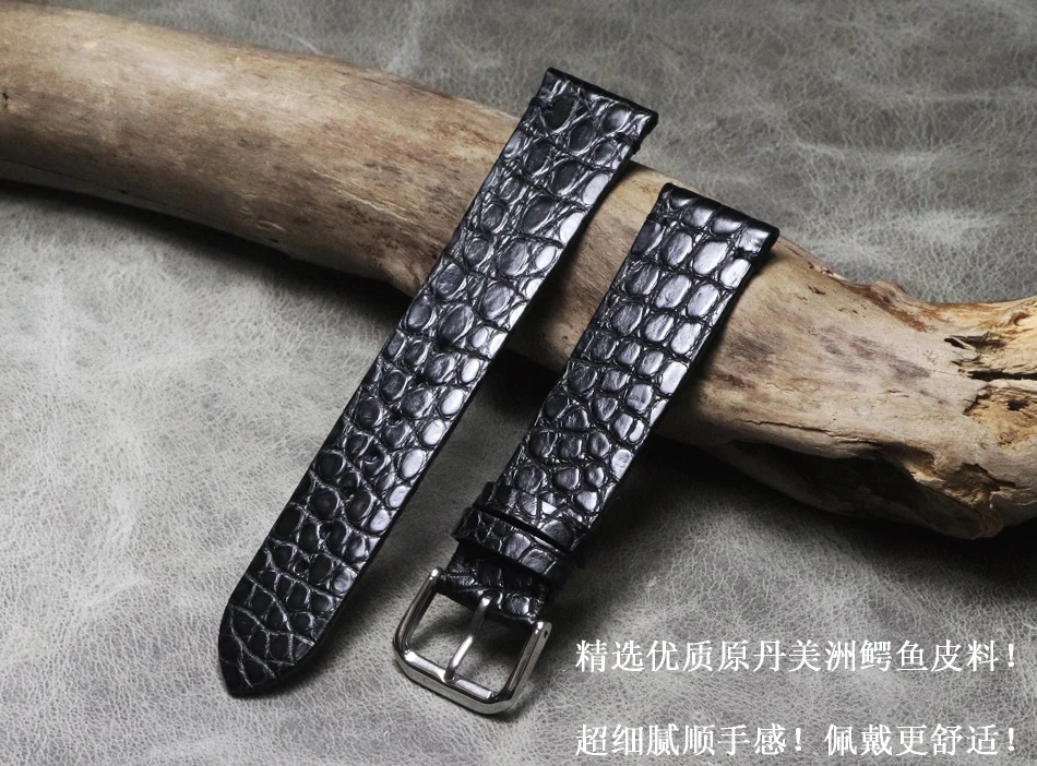 Handmade Soft Thin Watchband Strap Black Blue 16mm 18mm 19mm 20mm 21mm 22mm American Crocodile Skin Men Women Watch band Strap