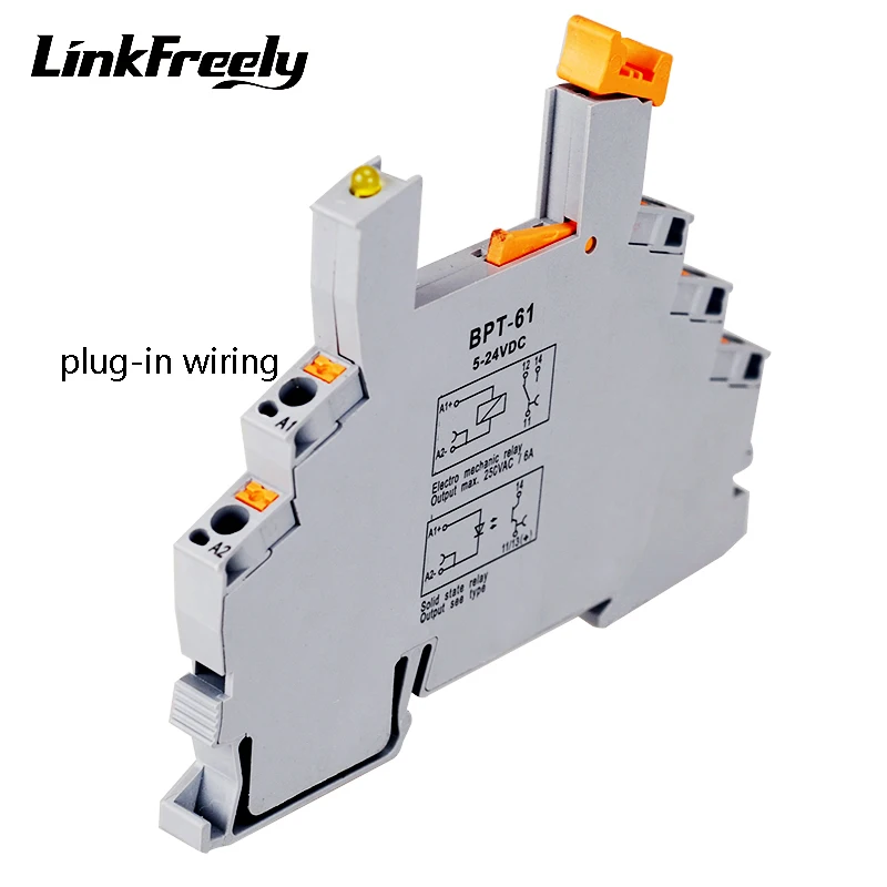 BPT-61 Ultra-thin Relay Socket Base Module for PCB Electromagnetic and SSR Solid State Relay 5V 12V 24V DC Common Negative Pole