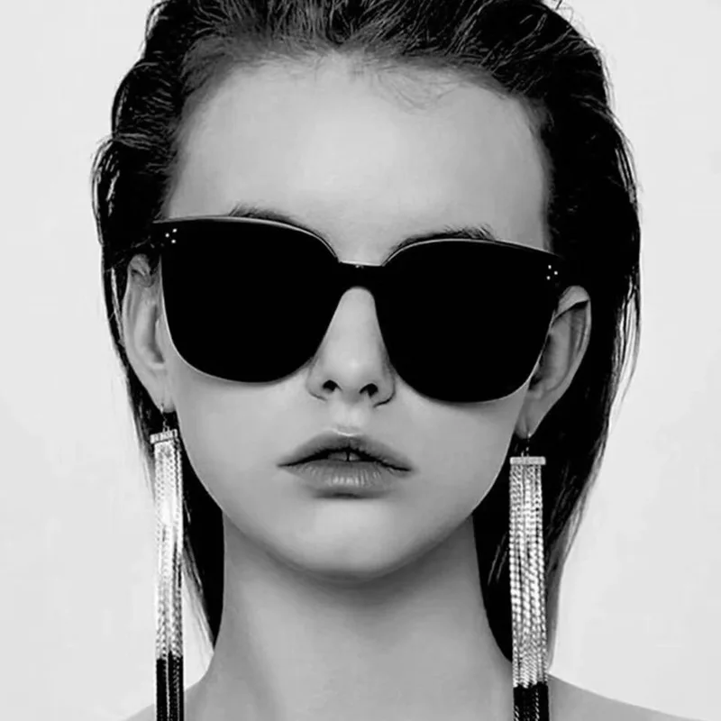 نظارات شمسية للجنسين موضة جديدة مربعة مرآة نظارات شمسية كورية للنساء