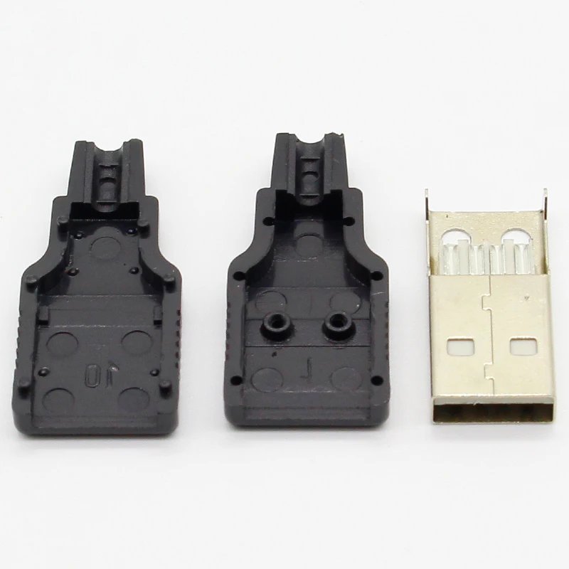 IMC hot New 10pcs Type A Male USB 4 Pin Plug Socket Connector With Black Plastic Cover