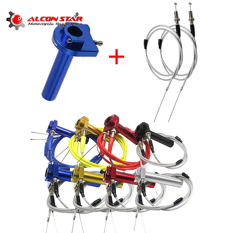 Alconstar- 22mm 7/8 "akcelerator przepustnicy Twist Grips + 2 sztuk przewód przepustnicy kierownica CNC aluminium dla skutera skuter