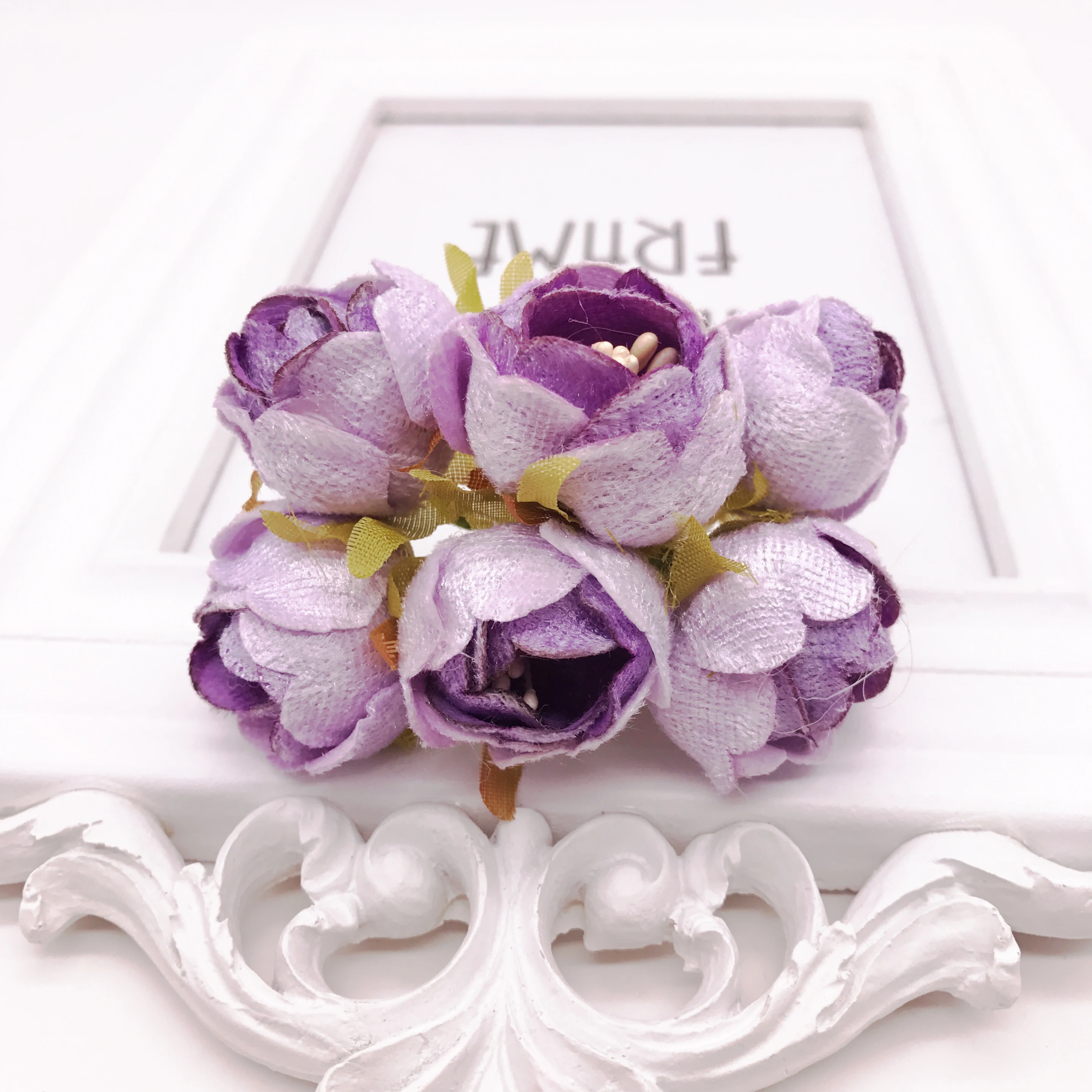 6pcs/lot Mini Silk Artificial Rose Flowers Bouquet Wedding Decoration Paper Flower For DIY Scrapbooking Handmade Flower Ball