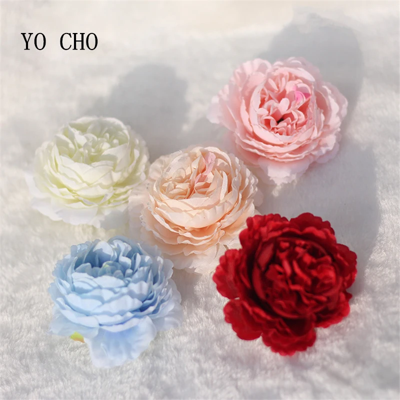 YO CHO  Artificial Peony Flower Heads  Vivid Silk  Fake Flowers for Home  Wedding Decoration  DIY Accessories  High Quality  8cm