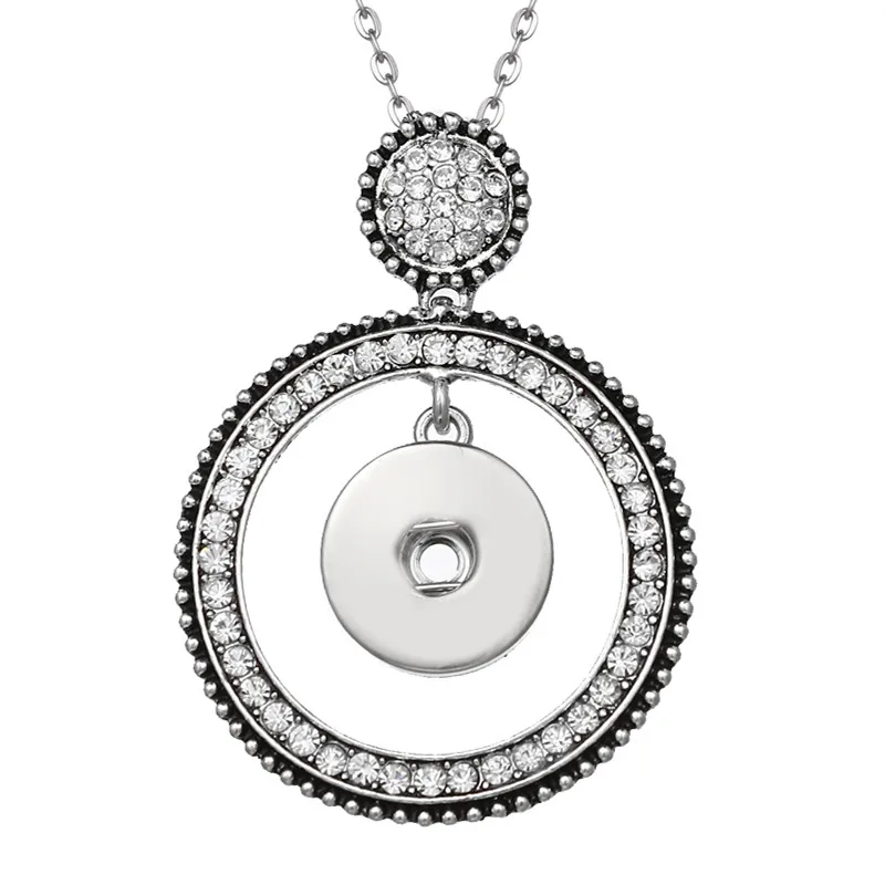 New triangle round Oval crystal snap pendant necklace fit 18mm snap buttons Wholesale XL0116 Gift DIY jewelry