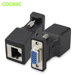 Connettore Ethernet RJ45 femmina a convertitore VGA femmina a 15pin VGA RGB HDB Extender a LAN CAT5 CAT6 RJ45 adattatore per cavo di rete