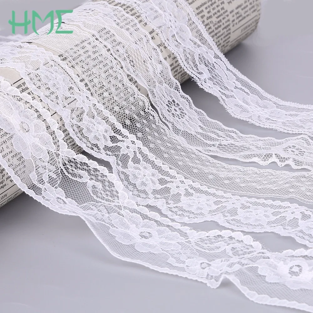 Best selling 10 Yards/Lot White Lace Ribbon Woven Band French African Lace Wedding Fabric For DIY Sewing Clothing Gift Wrapping