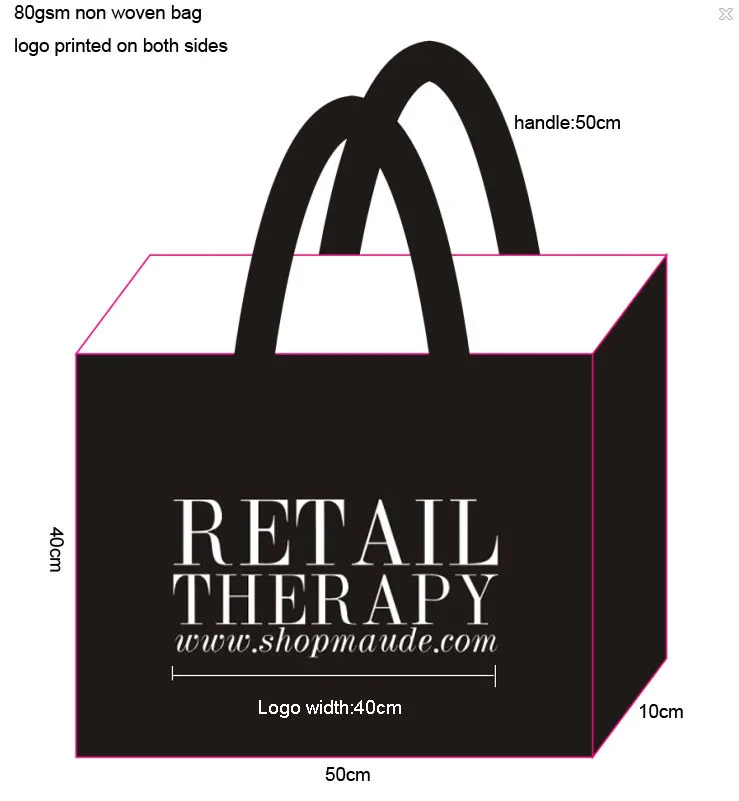 (1000pieces/lot) W50XH40XD10CM Customized large reusable shopping bag with logo printed