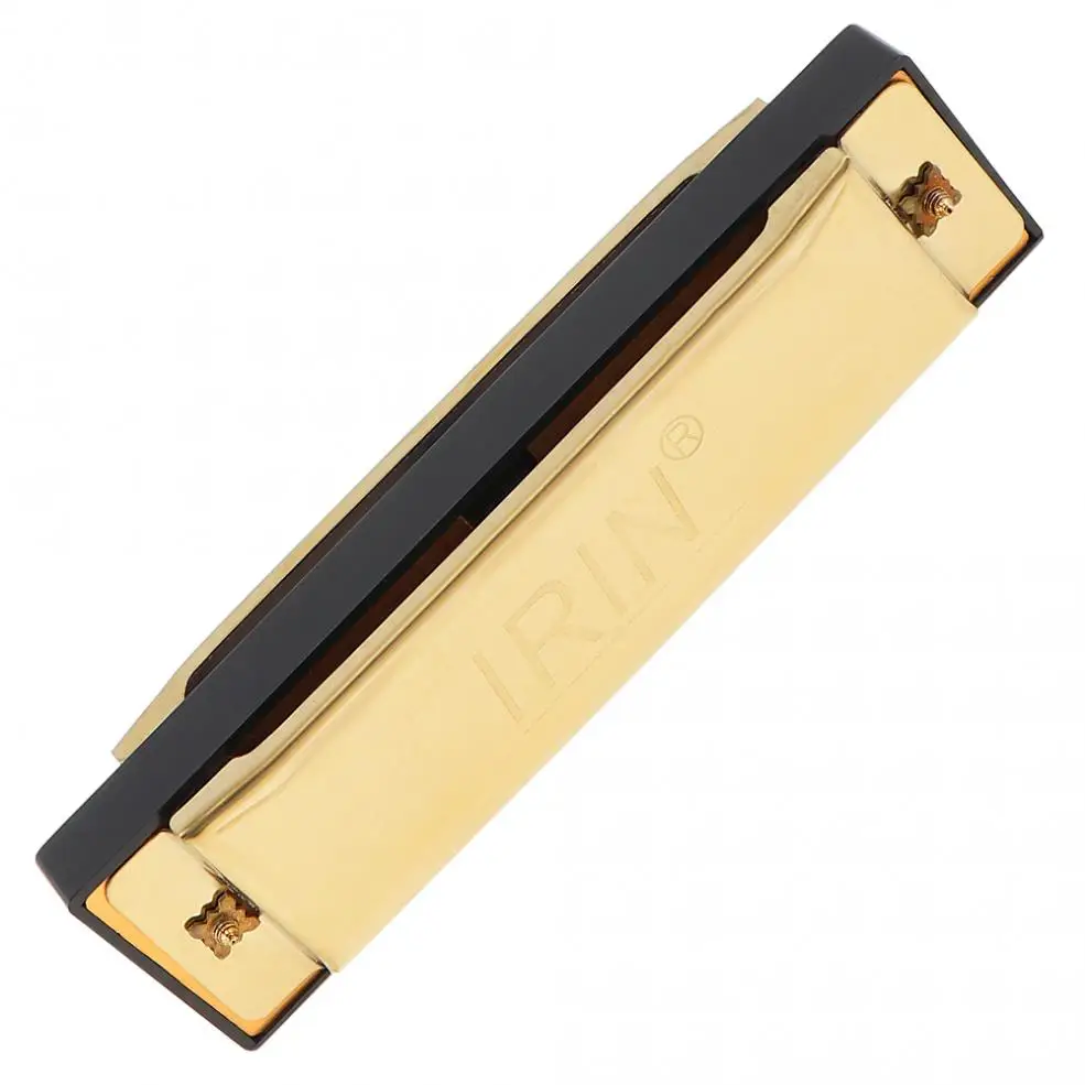 IRIN Professional Harmonica 10 Holes 20 Tone Key of C Gold Color Blues Jazz Rock Folk Music Musical Instrument Diatonic Harp