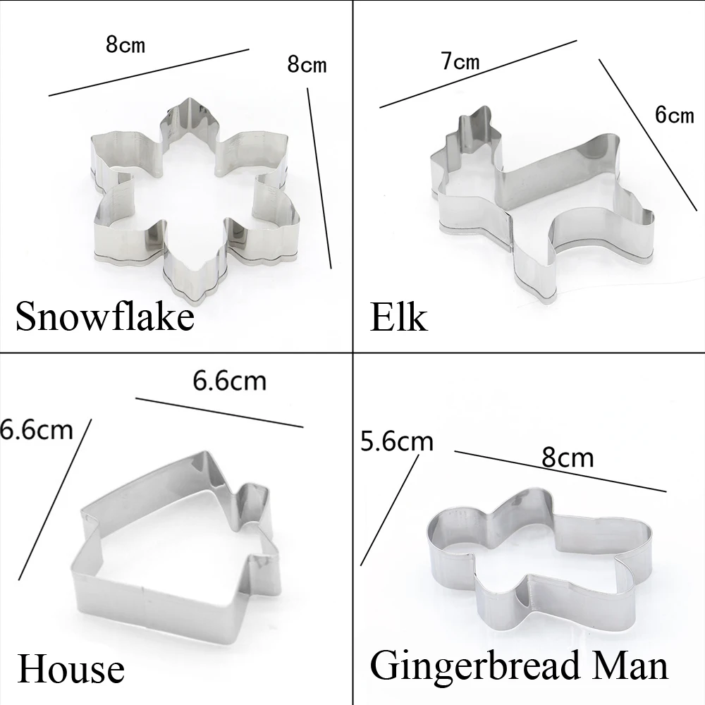 Stainless Steel Biscuit Mold Easter Cookie Cutter Baking Tool Xmas Theme Snowflake Santa Claus Gingerbread Man Cake Mould