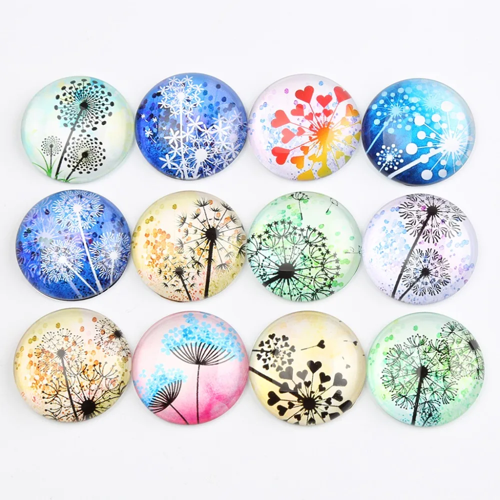 reidgaller mix dandelion photo round glass cabochon 8mm 12mm 20mm 30mm 40mm diy flatback jewelry findings for earrings pendants