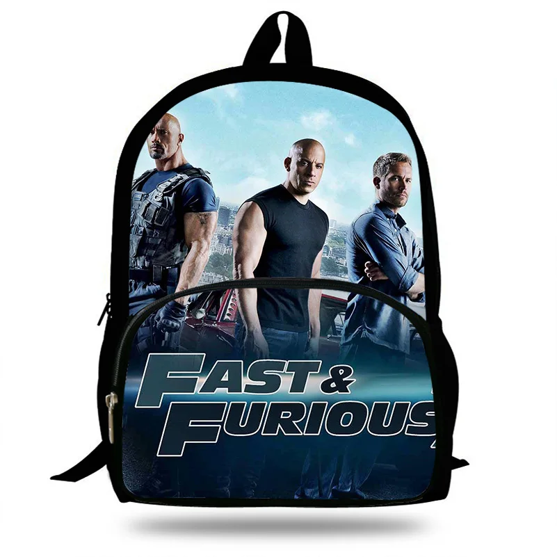 Fast Furious 7&8 design Backpack Children Characters Print School Bags For Teenage School Backpacks Kids Daily Bag For mens boys