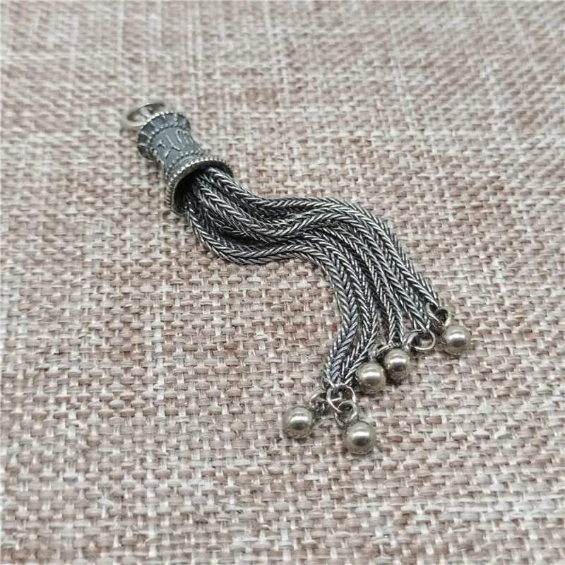 925 Sterling Silver OM Tassel Pendant Charm Om mani padme hum for Necklace