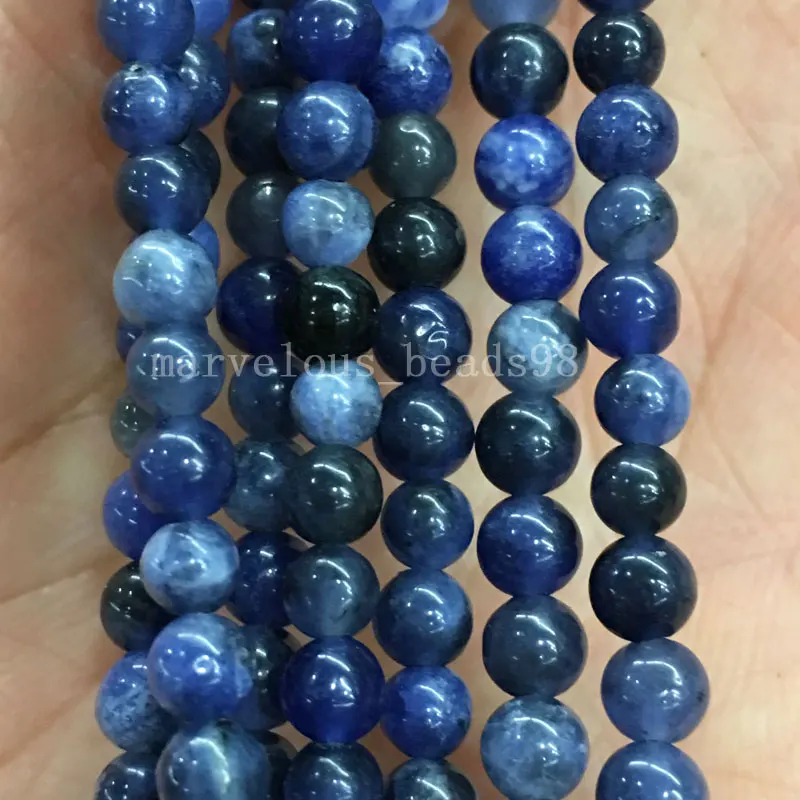 Beautiful jewelry 4mm 6mm 8mm 10mm 12mm 14mm Brazilian Sodalite Round Women Man Loose Beads 15 