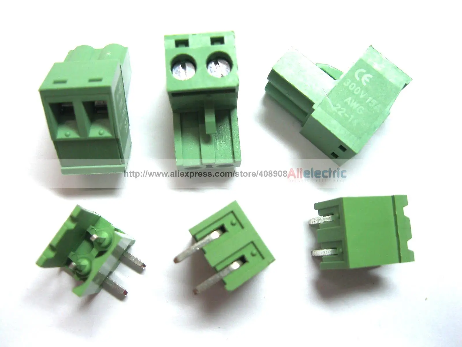 200 Pcs 5.08mm Angle 2 Pin Screw Terminal Block Connector Pluggable Type Green