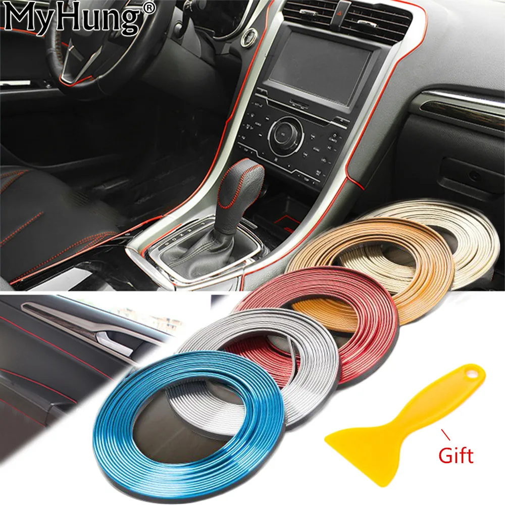 

5m Universal Car Styling Car Interior Decoration Line Car Door Dashboard Air Outlet Steering-Wheel Decor For Jeep BMW Benz Etc.