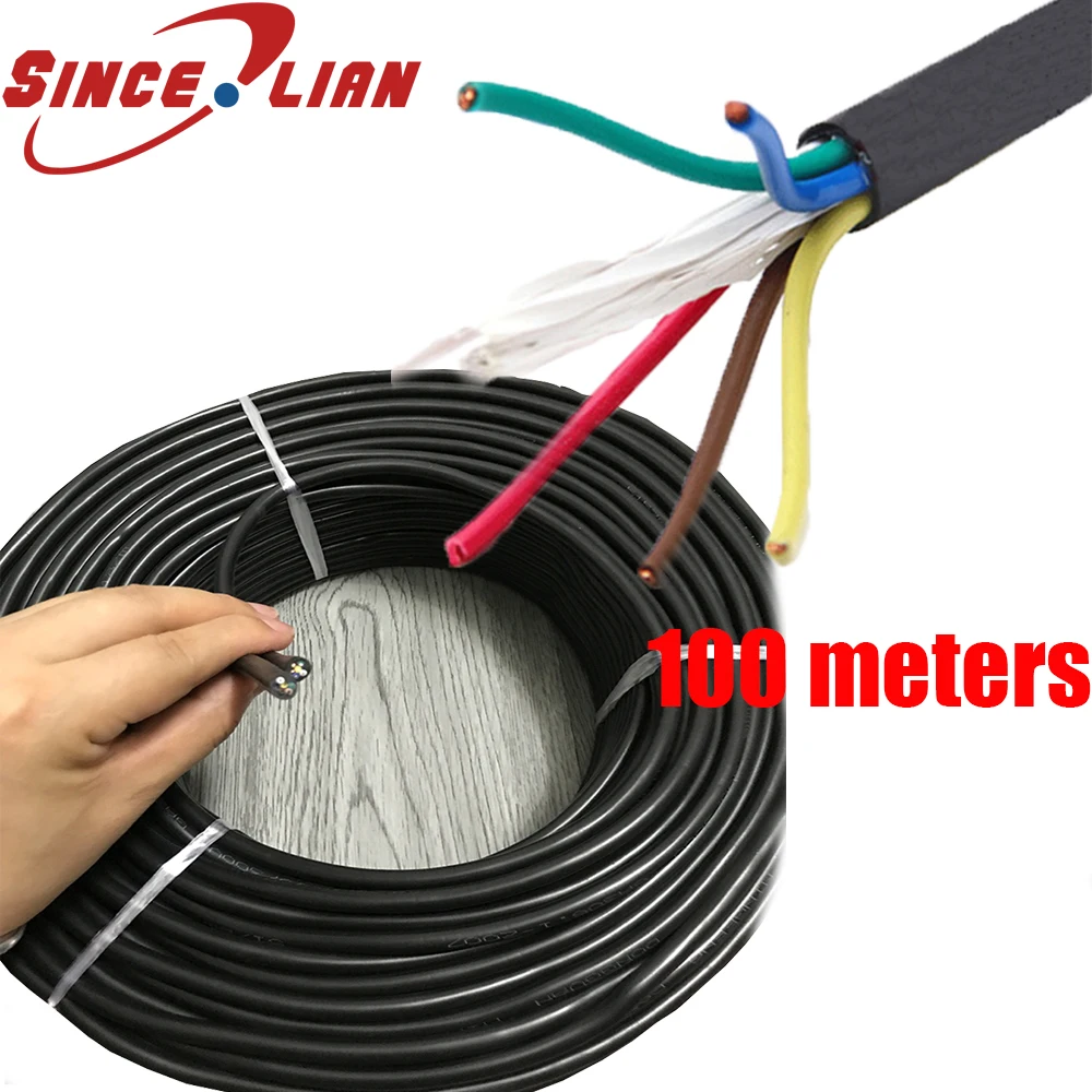 100 Meters Power Cable 6 core Wire Monitor Power Cord Round RVV6X0.3 Square Soft Sheathed Electrical Cable