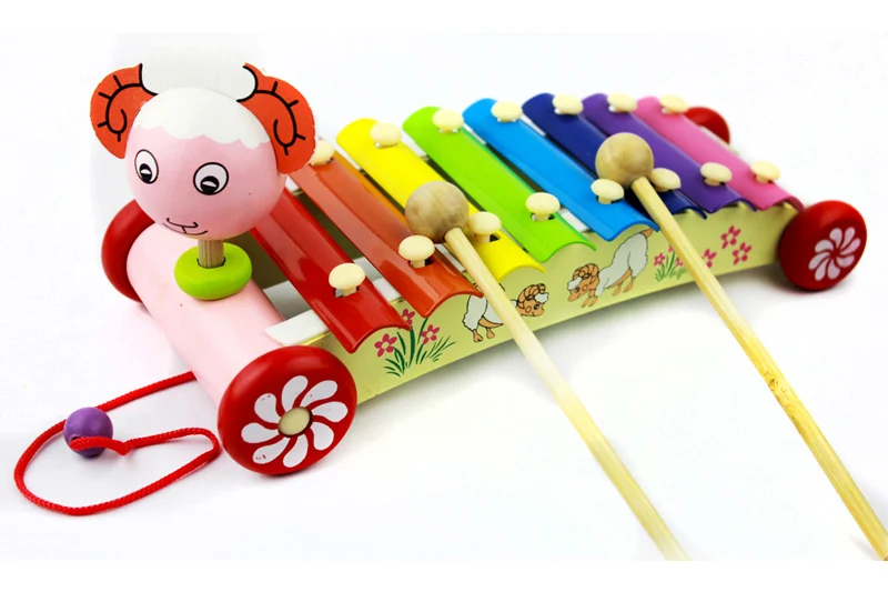 

Children's Music Toy Lamb Octave Hand Knock Piano Can Drag Puzzle 0-3 Years Old Baby Educational Toys Unisex Metal 2021