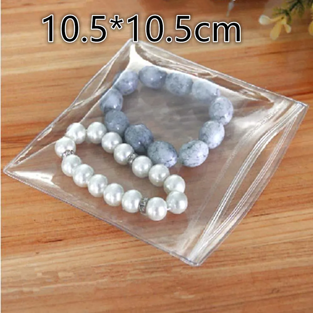 

DHL 300Pcs/Lot 10.5*10.5cm Transparent PVC Jewelry Pearls Zipper Lock Storage Pack Bag Ziplock Anti-oxidation Plastic Pouches