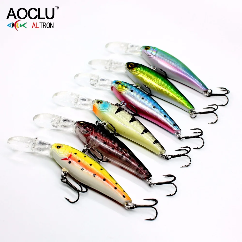 AOCLU Floating Wobbler 58mm 5.6g Dive 1.5m Hard Bait Minnow Jerk Crank Lure Saltwater Inshore Boat Bass Trout Fishing VMC Hook