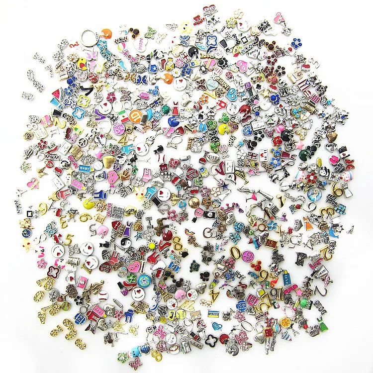 

New Arrive 100pcs/Lot Mix Random Different Floating Charms Living Glass Pendant Lockets Diy Jewelry Accessory