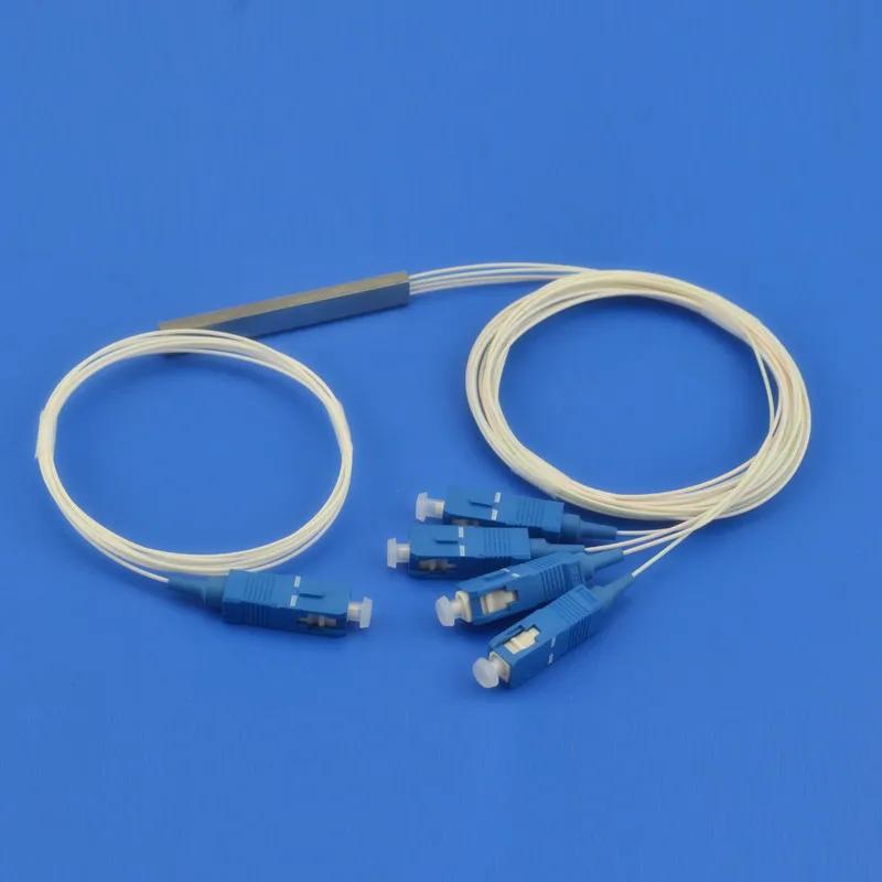 

10 pcs FTTH 1*4 Fiber Optic PLC Splitter, mini Steel Tube type, with SC/UPC connectors, 0.9mm, 1M Length
