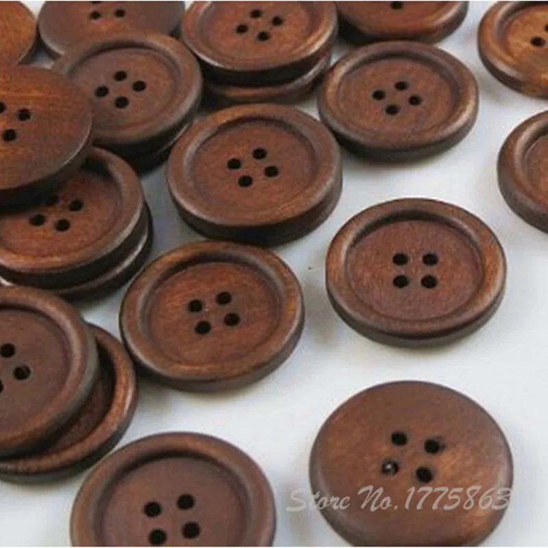 50 Pcs 15mm  Wooden Round Buttons , for Sewing, Scrapbooking Crafts , 7NK78