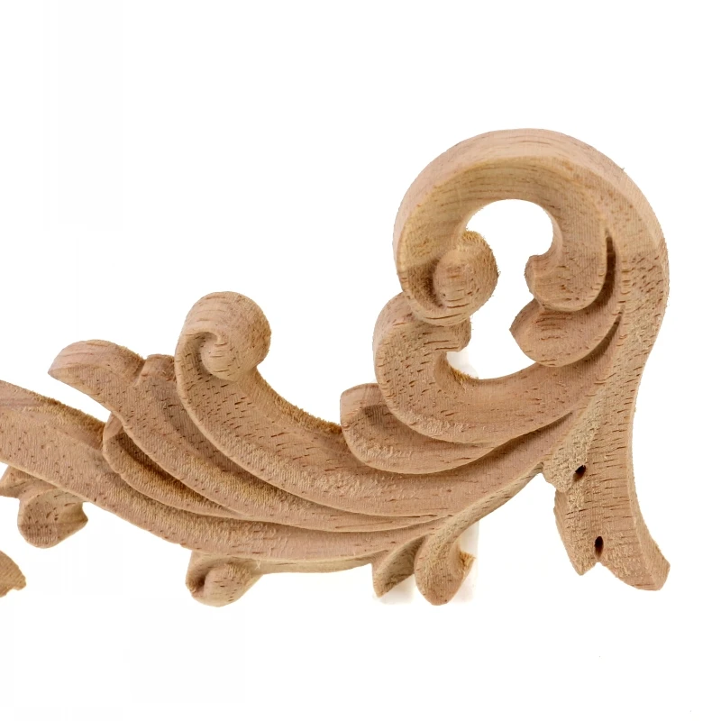 RUNBAZEF Practica Floral Oak Wood Applique Carved Corner Vintage Home Decoration Accessories Door Wall Furniture Decor Decal