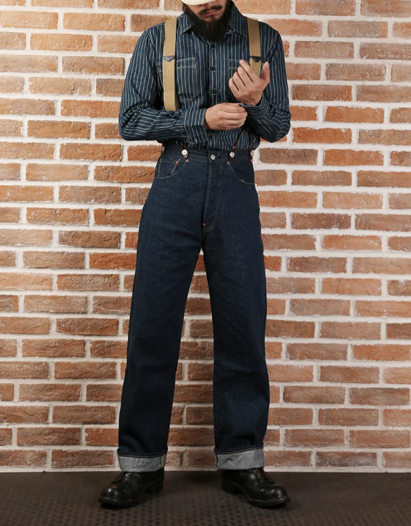 Non Stock Wabash Stripe Work Shirt Vintage Denim Vent Hole WorkShirts For Men