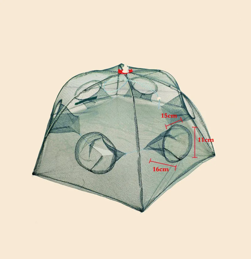 

Hexagon 6 Hole Automatic Fishing Shrimp Trap Fishing Net Fish Shrimp Minnow Crab Baits Cast Mesh Trap Folded Portable