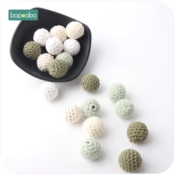 Bopoobo Baby Nursing Jewelry Accessories Crochet Beads 20mm 10pc Colorful Crochet Can Chew DIY Teether Bracelet Crochet Beads