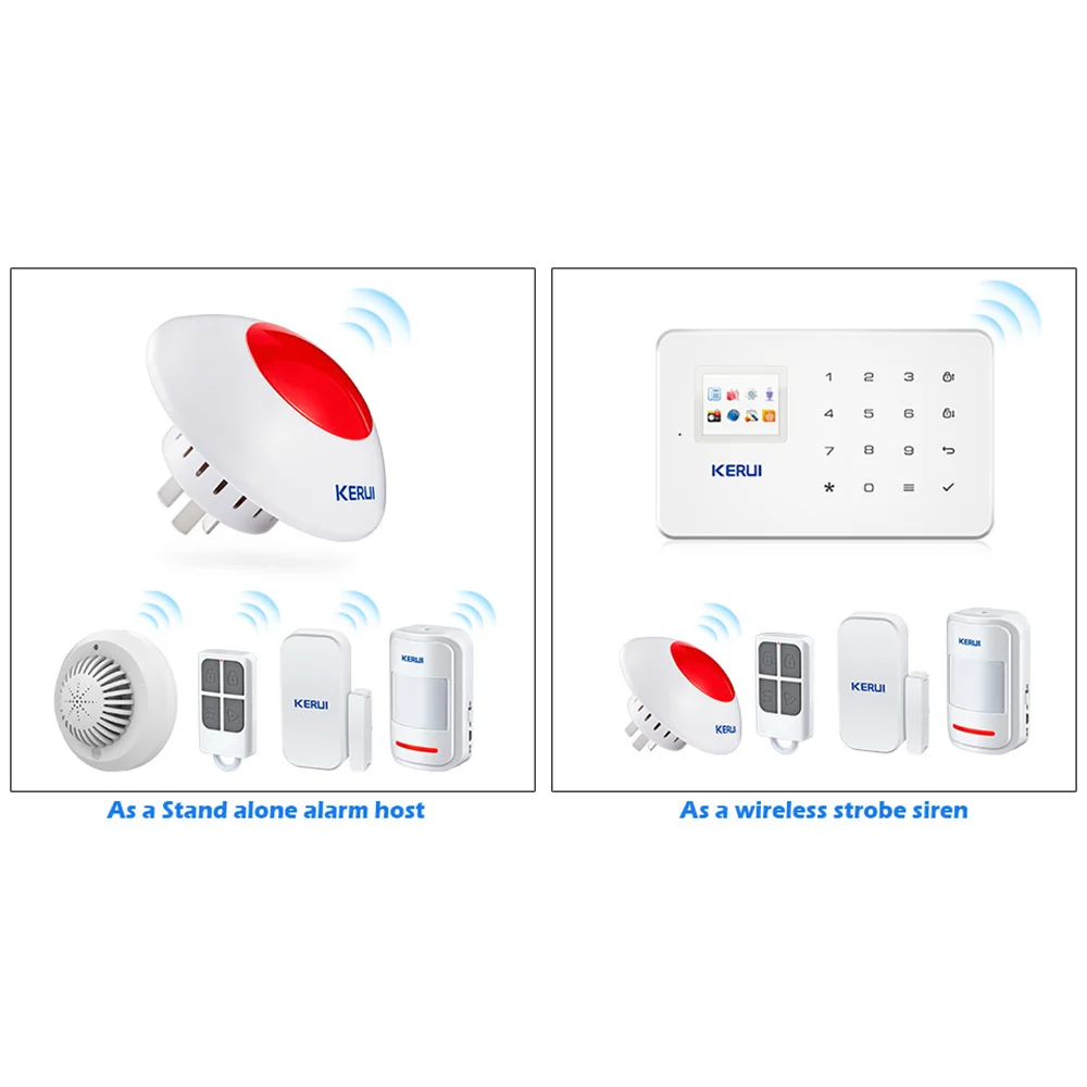 KERbiomJ009-Sirène stroboscopique sans fil pour système d'alarme domestique, kit de sécurité, klaxon, lumière rouge, flash, 433 MHz