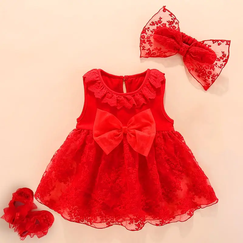 New Born Baby Girls Infant Dress&clothes Summer lace Kids Party Birthday Outfits set Christening Gown 3 6 months Baby Jurk Zomer